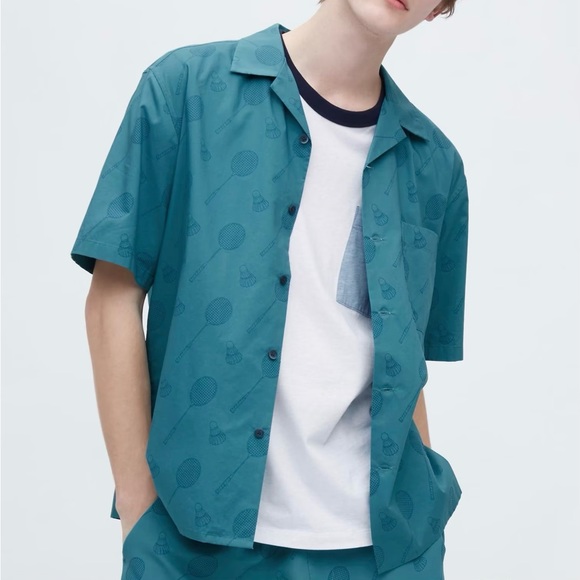 JW Anderson casual open collar Uniqlo badminton print shirt - Picture 3 of 10